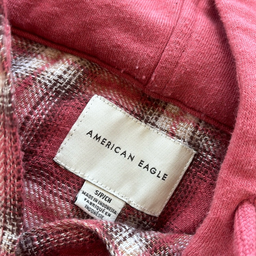 American Eagle Flannel Button Down With Hood - image 2
